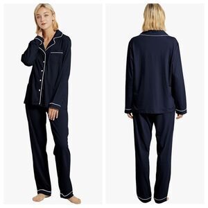 Honypove 100% Cotton Pajama Long Sleeve Womens Sleepwear Button Down NightWear S